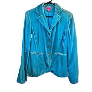SUNNY LEIGH SUPER SOFT TEAL‎ VELVET JACKET SIZE 6 Vintage